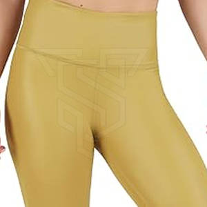 Leggings de yoga en cuir pour femmes, taille mi-haute, décontractés, sur mesure, 2025, fermeture élastique à la taille, motif uni, vente en gros - Product Image 3