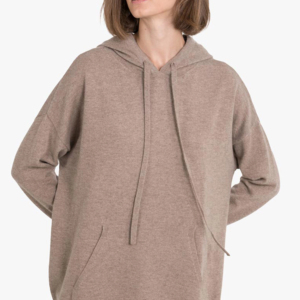 Unisex Brown Hooded Sweatshirt Oversized Long Sleeve Solid Color Knitted Cotton Casual Autumn Wear - Product Image 6