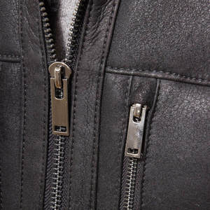 Vestes en cuir de mouton véritable pour hommes, style motard, avec col en fausse fourrure, fermeture éclair, coupe-vent, manteau d'hiver pour l'extérieur, tendance - Product Image 6