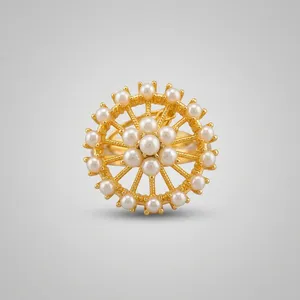 Bagues ouvertes plaquées or avec perles d'imitation pour femmes, ajustables, bijoux minimalistes, cadeau - Product Image 4