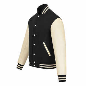 Wholesale Price <b>Men</b> Winter Varsity <b>Jacket</b> Stand Collar Front Logo Breathable High Quality Comfortable Plain Dyed Custom Logo - Product Image 3
