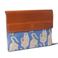 Housse pour ordinateur portable en cuir véritable, motif imprimé, personnalisable avec logo, pour voyages d'affaires, design élégant.