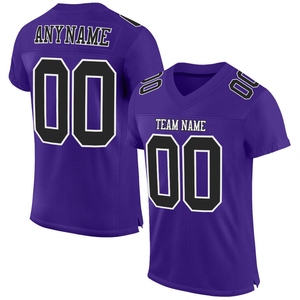 Wholsale Direct Industry Best Selling Custom <b>Purple</b> Black-White <b>Mesh</b> Authentic Football Jersey - Product Image 1