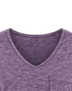 T-shirt décontracté pour femme en coton mélangé, col en V, manches courtes, doux, léger, avec poche, pour l'été, confortable, à porter au quotidien - Product Image 4