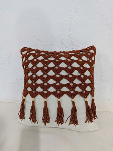 Funda de Almohada Decorativa Bohemia Cuadrada de Estilo Americano, Hecha a Mano con Ganchillo, 100% Algodón, para Dormitorio, Sofá, Hogar - Product Image 3