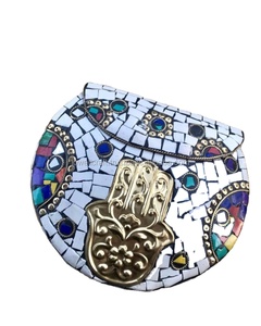 Bolso de mano personalizado de Estilo Vintage para mujer, bolsa de mano de noche con piedras de mosaico multicolor, venta al por mayor - Product Image 1