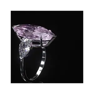 Elegante romantico elegante anello di diamanti rosa con gioielli alti in oro puro 18 carati vero anello di pietre preziose rosa naturale per ragazze