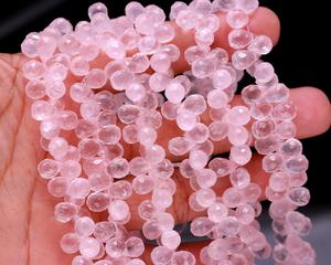 Perles en quartz rose facettées en forme de larme, perles de quartz rose naturelles pour la fabrication de bijoux faits main, colliers, pendentifs, boucles d'oreilles - Product Image 5