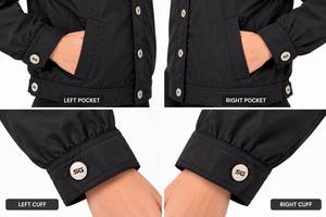 Solomon Global Apparel Women's <b>Black</b> <b>Windbreaker</b> Racer Jacket Stand Collar Windproof Polyester Logo Sporty Long Detachable Liner - Product Image 5
