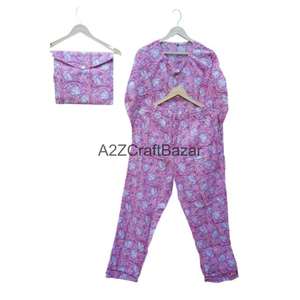 Conjunto de Pijama de Algodón 100% Puro, Cuello Redondo, Estampado a Mano, Transpirable, para Invierno, Ropa de Casa para Mujeres y Niñas, Gran Venta - Product Image 6