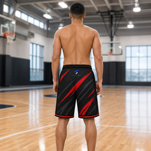 Custom Quick dry basketball shorts <b>Men's</b> sporty Bermuda shorts Black red striped shorts Drawstring athletic shorts - Product Image 3