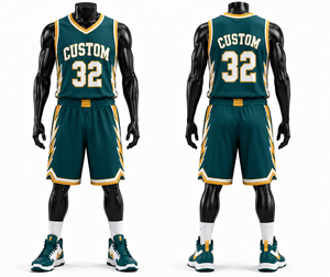 Custom Men's Basketball Jersey Set V-Neck Sleeveless Moisture Wicking Sublimated Uniform All Seasons Adult <b>Athletic</b> Fit - Product Image 1