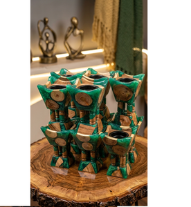Juego de Porta Incienso Ecológico de Resina Verde y Madera de Pino, Soporte Decorativo para Difusor de Aromaterapia para el Hogar y Spa, Salvia Blanca, Bakhoor - Product Image 1