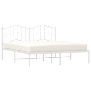 Base de Cama Moderna Rectangular de Acero Blanco de 72 x 84 Pulgadas, Camas Metálicas Contemporáneas - Product Image 3
