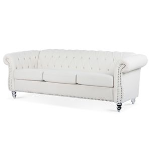 Divano Chesterfield a 3 posti con braccioli arrotolati da 84,65 pollici per soggiorno - Product Image 6
