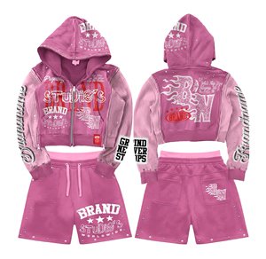 Custom <b>Knitted</b> Polyester/Cotton Quick Dry Sweatsuit Track Short <b>Set</b> Summer Two Piece Windbreaker Tracksuit Hoodie <b>Sets</b> Men - Product Image 4