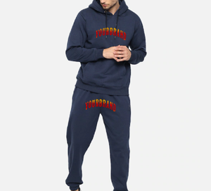 Conjunto de Sudadera con Capucha y Pantalones Deportivos para Hombre Yourbrand, 100% Algodón Felpa, Transpirable, Ropa Urbana de Invierno, Informal, con Logotipo Estampado en la Parte Delantera - Product Image 1