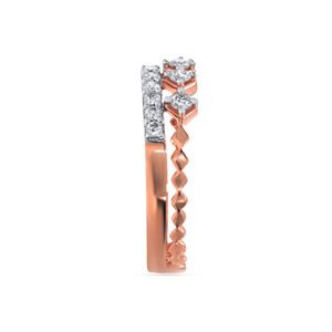 Designer Zigzag Eternity <b>Ring</b> 14K Rose Gold Round Lab Grown Diamond Stackable Wedding Band Fine Jewelry - Product Image 4