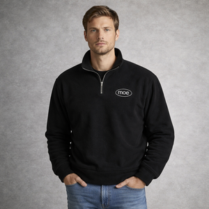 Sudadera con Capucha Unisex de Forro Polar con Media Cremallera, Cuello Alto, Cálida para Invierno, Suave, Térmica, Informal, para Calle, Cómoda, Negra, Proveedor OEM - Product Image 1