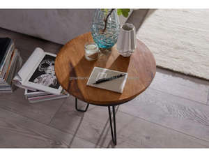 Industrial Style Round End <b>Table</b> Wooden Top Side <b>Table</b> with Hairpin Legs for Home Furniture Contemporary Wooden Top Side <b>Table</b> - Product Image 5