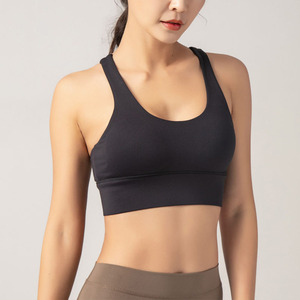 Women Solid <b>Blue</b> Racerback Sports Bra Scoop Neck Medium Support Yoga Fitness <b>Top</b> Breathable <b>Mesh</b> Seamless Design - Product Image 4