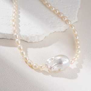 Baroque Pearl Necklace Gold Filled Freshwater Pearl Choker Elegant Minimalist <b>Bridal</b> Jewelry Gift For Women - Product Image 2