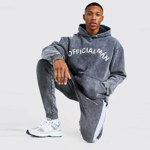 Conjunto de Sudadera con Capucha y Pantalón de Chándal para Hombre, Estilo Casual de Invierno, Bordado, Lavado Ácido, Desgastado, Holgado, con Estampado - Product Image 3