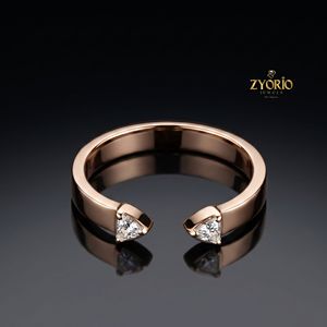 18K Gold Luxury <b>Open</b> Cuff <b>Ring</b> With VVS Moissanite Triangle Stone High End Designer Fine Jewelry <b>Ring</b> - Product Image 3