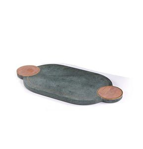Plateau de service en marbre écologique et élégant pour les repas quotidiens à la maison, améliorant la présentation des plats grâce à un design métallique moderne - Product Image 1