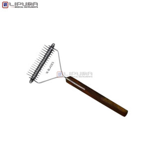 Rastrillo Desenredante Medic Instrument con 16 Cuchillas para Perros y Gatos, Peine de 7.5 Pulgadas para Aseo de Mascotas con Mango de Madera para Pelajes Gruesos - Product Image 3