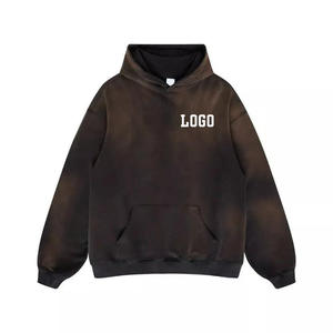 Sweat à capuche délavé pour homme en molleton de coton, coupe décontractée, style streetwear vintage, avec capuche ajustable - Product Image 2