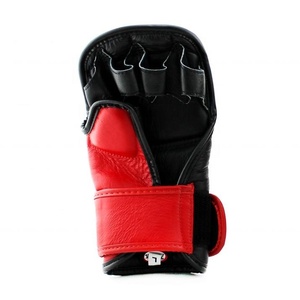 Premium Quality Custom Twin <b>Red</b> Black MMA Gloves Leather Plastic Lightweight for Outdoor Training Muay Thai Sparring Workout - Product Image 4