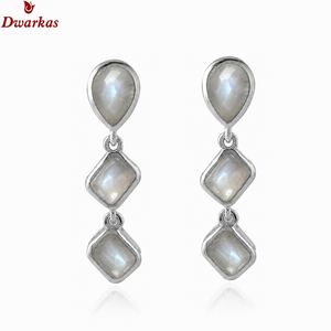 Customised trendy classic <b>earrings</b> 925 sterling <b>silver</b> grey moon gemstone drop <b>earrings</b> for wedding anniversary - Product Image 2