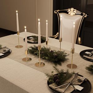 Natural Gold Taper Candle Holders Candlestick Stand Decor Candle Stick for <b>Table</b> or Mantel Centrepiece Wedding and Dinning - Product Image 2