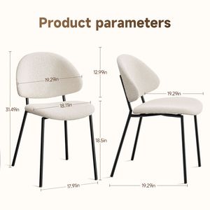 Set di 4 Sedie da Pranzo Moderne Stile Mid-Century Rivestite in Tessuto Bouclé con Schienale Curvo per Sala da Pranzo o Cucina - Product Image 3