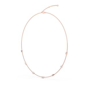 Collier chaîne avec diamant de laboratoire taille émeraude 1,10 CTW, serti clos en or rose 9K, bijoux fins, 18 pouces - Product Image 1