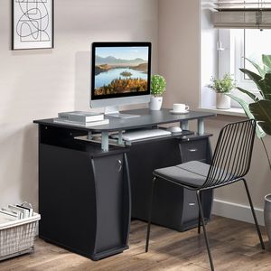 Scrivania per Computer Nera con 1 Anta e 3 Cassetti, 115*55*74cm, MDF 15mm, Set Portatile in Scatola - Product Image 6