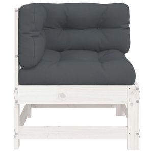 Sofá de Esquina para Jardín de Madera de Pino Maciza y Tela Oxford, Conjunto de Sofá de Esquina Blanco y Antracita - Product Image 3