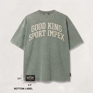 เสื้อยืดสตรีทแวร์ทรงบ็อกซี่ผ้าคอตตอนหนาน้ำหนักมาก พิมพ์ลายพัฟฟ์ สีเขียวเซจแบบวินเทจ ล้างสีแบบแอซิดวอช สำหรับผู้ชาย แบบเปล่า ไม่มีลาย รับผลิตแบบ OEM ดรอปชิปปิ้ง - Product Image 2