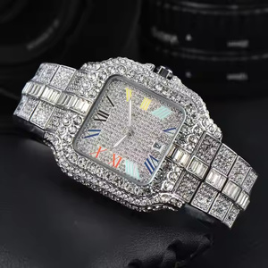 Montre de luxe en moissanite pour homme, montre-bracelet à quartz analogique avec finition élégante, idéale pour un cadeau et un usage quotidien - Product Image 3