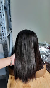 Pelucas de Cabello Virgen Vietnamita Liso Natural con Encaje Frontal Completo, Sin Pegamento, Doble Trama, con Pelo de Bebé y Flequillo - Product Image 4