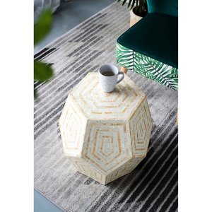 Hot selling Bone inlay Polygon side table With Geometric Pattern MDF table with Bone Work for Home Office Living Room Decor - Product Image 6