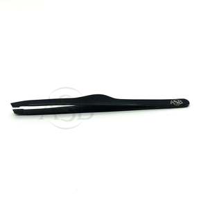 Pinza de plasma negra con punta inclinada de acero inoxidable, logotipo personalizado, pinza profesional para cejas, instrumento de belleza - Product Image 2