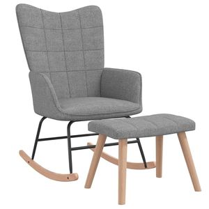 Fauteuil à bascule gris clair avec tabouret pour la décoration du salon - Product Image 2