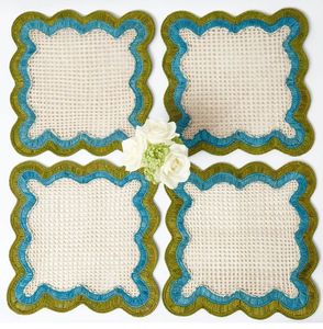 Garden Vibe Straw Woven Dining <b>Placemat</b> Square Palm Fiber Charger Premium Quality Festive Banquet Decoration Pack Set - Product Image 1