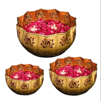 Ensemble de bols Urli en métal durable faits à la main, design martelé, pour la décoration intérieure de Diwali, utilisation en intérieur, flottant sur l'eau, prix d'usine