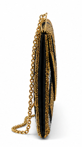 Geometric Beaded <b>Clutch</b> Bag – Black & Gold Envelope Purse for Party & <b>Wedding</b>- Elegant Beaded Envelope <b>Clutch</b>-Handmade <b>Clutch</b> - Product Image 4