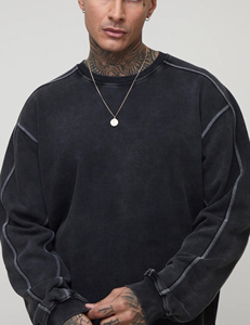 Sudadera de Invierno para Hombre, Estilo Acid Wash, Cuello Redondo, Streetwear, Felpa, Personalizable, Alta Calidad, Proveedor Directo de Fábrica - Product Image 6
