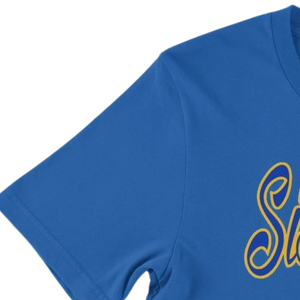 เสื้อยืด Sigma Gamma Rho สีน้ำเงินและสีทองสำหรับผู้หญิง เสื้อยืดชมรมพี่น้องกรีกแบบกำหนดเอง เสื้อยืดลำลองแขนสั้น ขายส่ง OEM ODM - Product Image 5