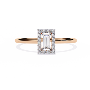Anillo de Compromiso con Diamante Cultivado en Laboratorio Certificado por IGI, Oro de 10K, Corte Esmeralda Rectangular, Solitario, Moderno, para Uso Diario, Marca Personalizada - Product Image 1